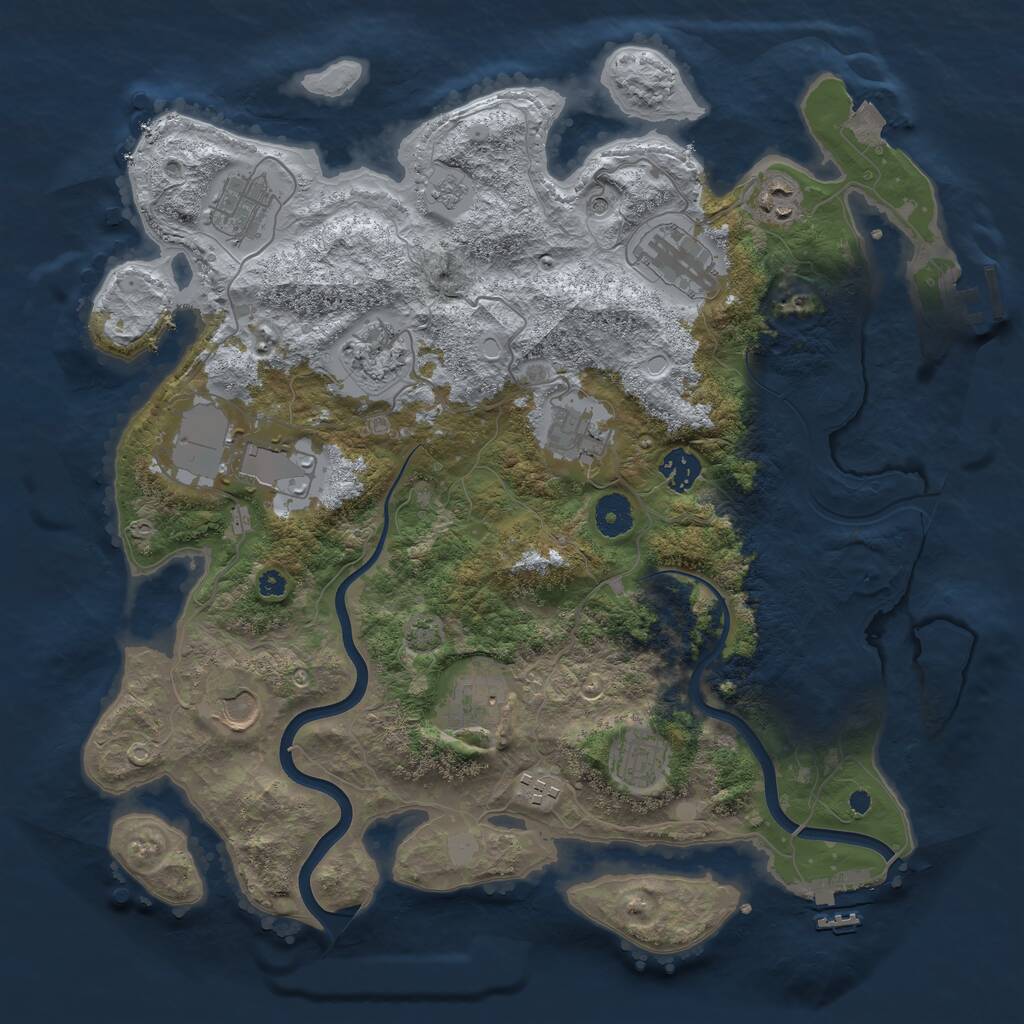 Rust Map: Procedural Map, Size: 3800, Seed: 1100029074, 17 Monuments