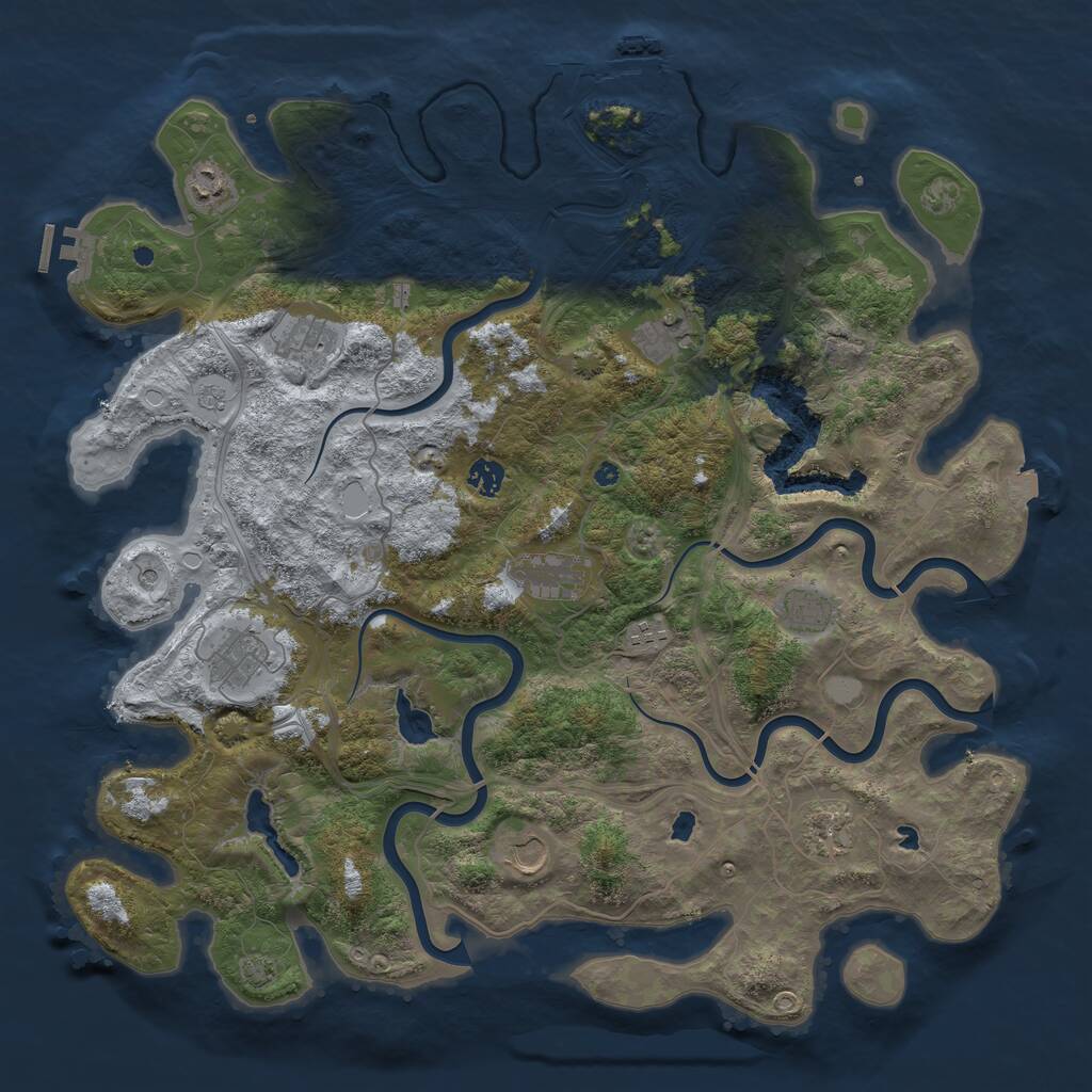 Rust Map: Procedural Map, Size: 4500, Seed: 1493633029, 16 Monuments