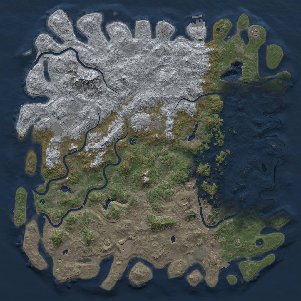 Rust Map: Procedural Map, Size: 6000, Seed: 6479, 16 Monuments