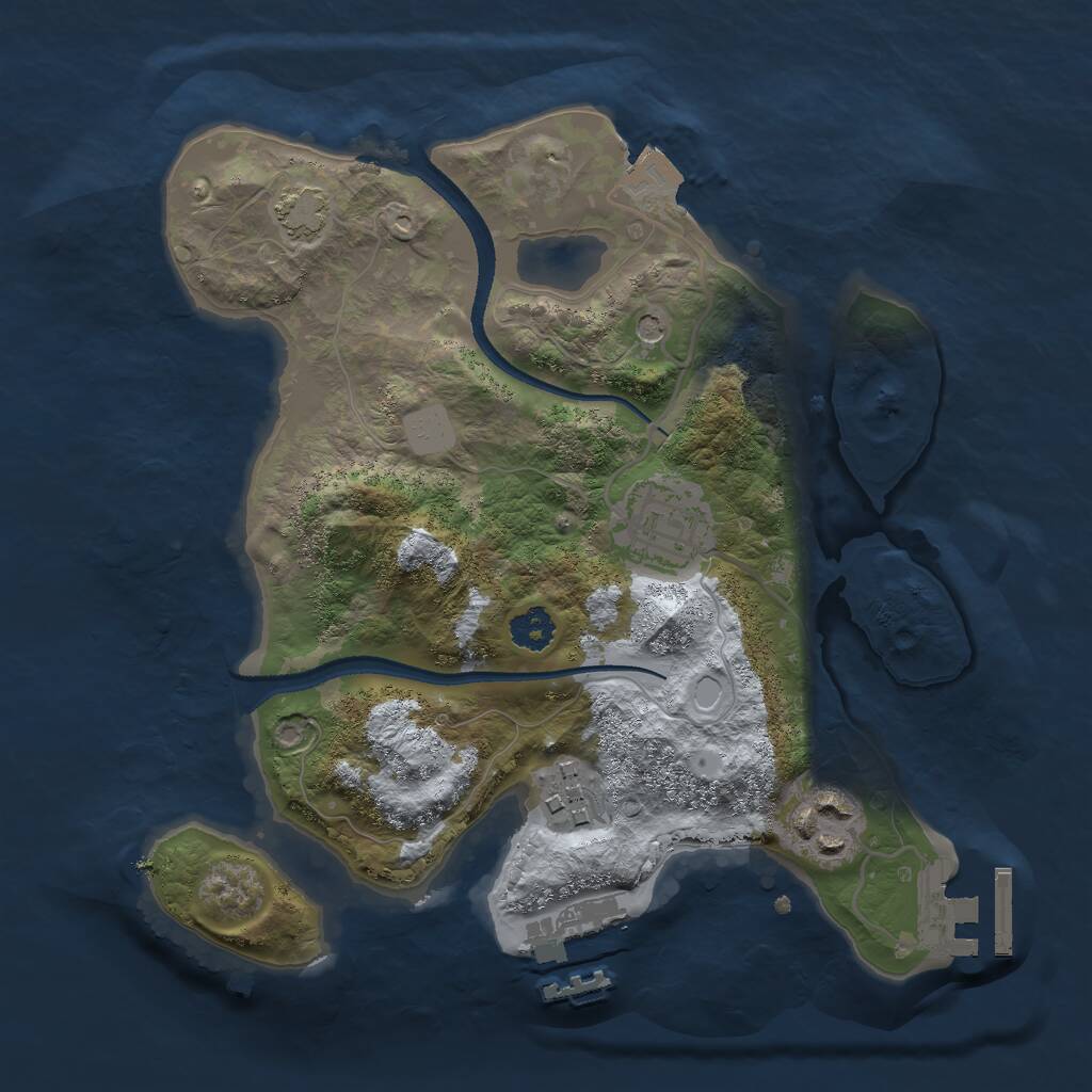 Rust Map: Procedural Map, Size: 2500, Seed: 799960435, 8 Monuments
