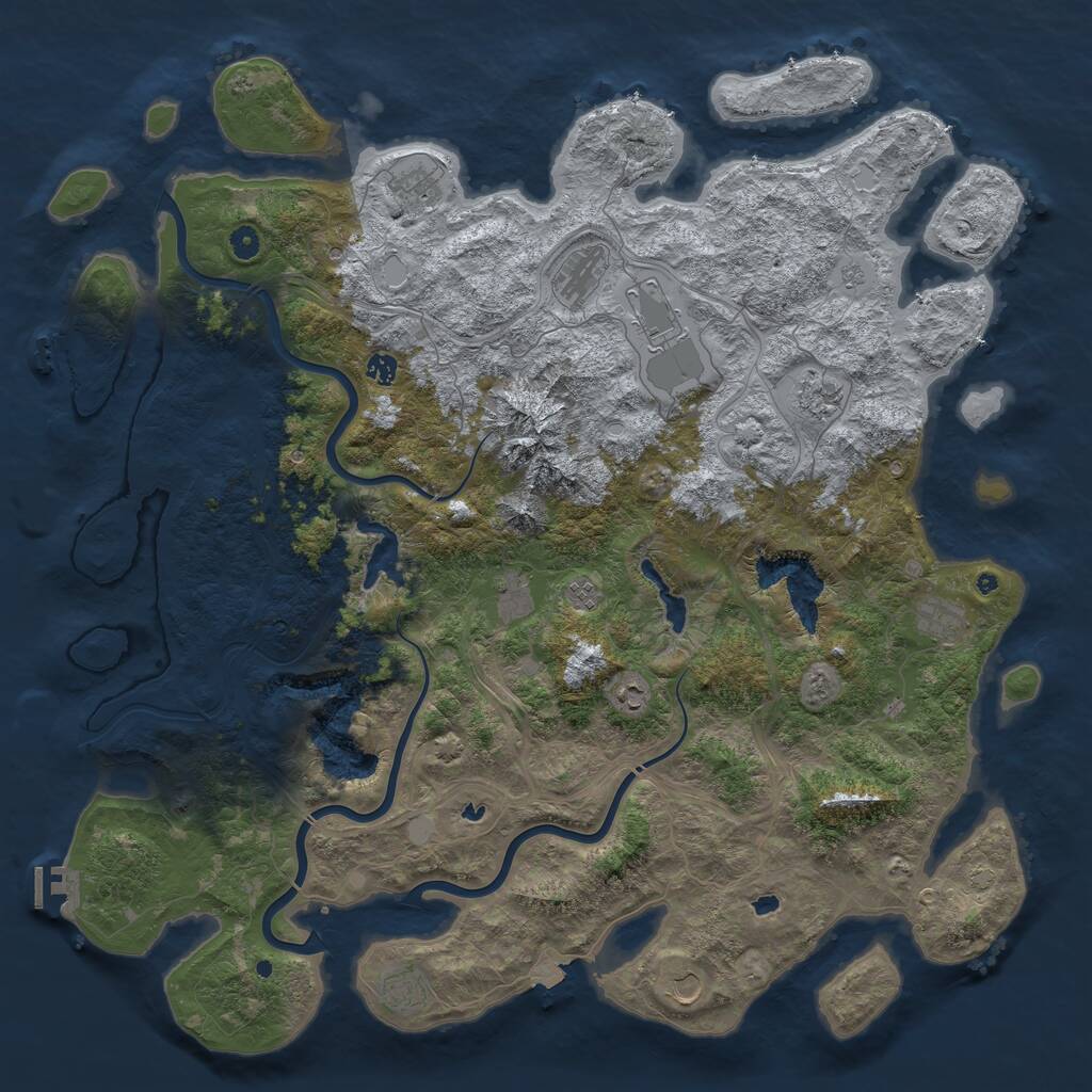 Rust Map: Procedural Map, Size: 5250, Seed: 3939, 17 Monuments