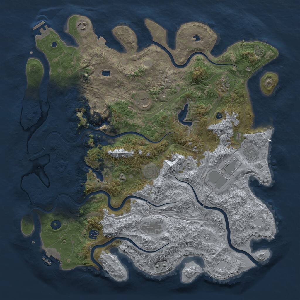 Rust Map: Procedural Map, Size: 4500, Seed: 1239249298, 15 Monuments