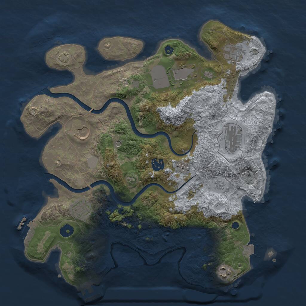 Rust Map: Procedural Map, Size: 3500, Seed: 469498098, 14 Monuments