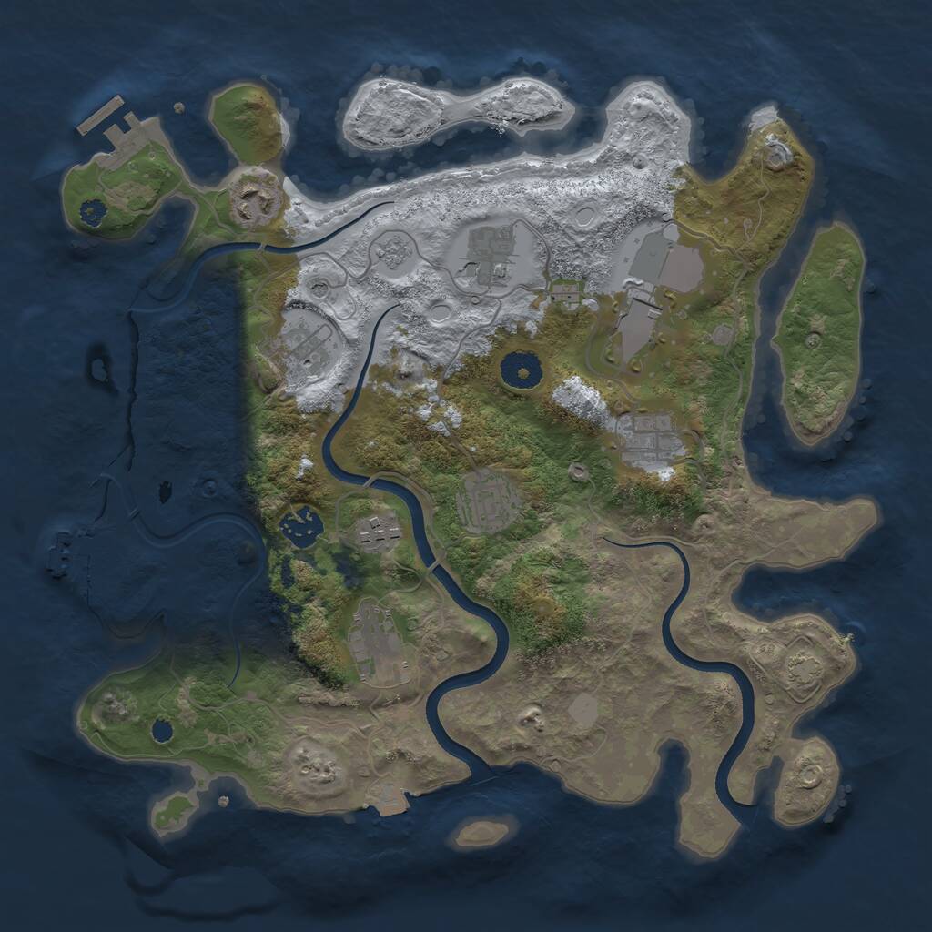 Rust Map: Procedural Map, Size: 3500, Seed: 1234637693, 15 Monuments