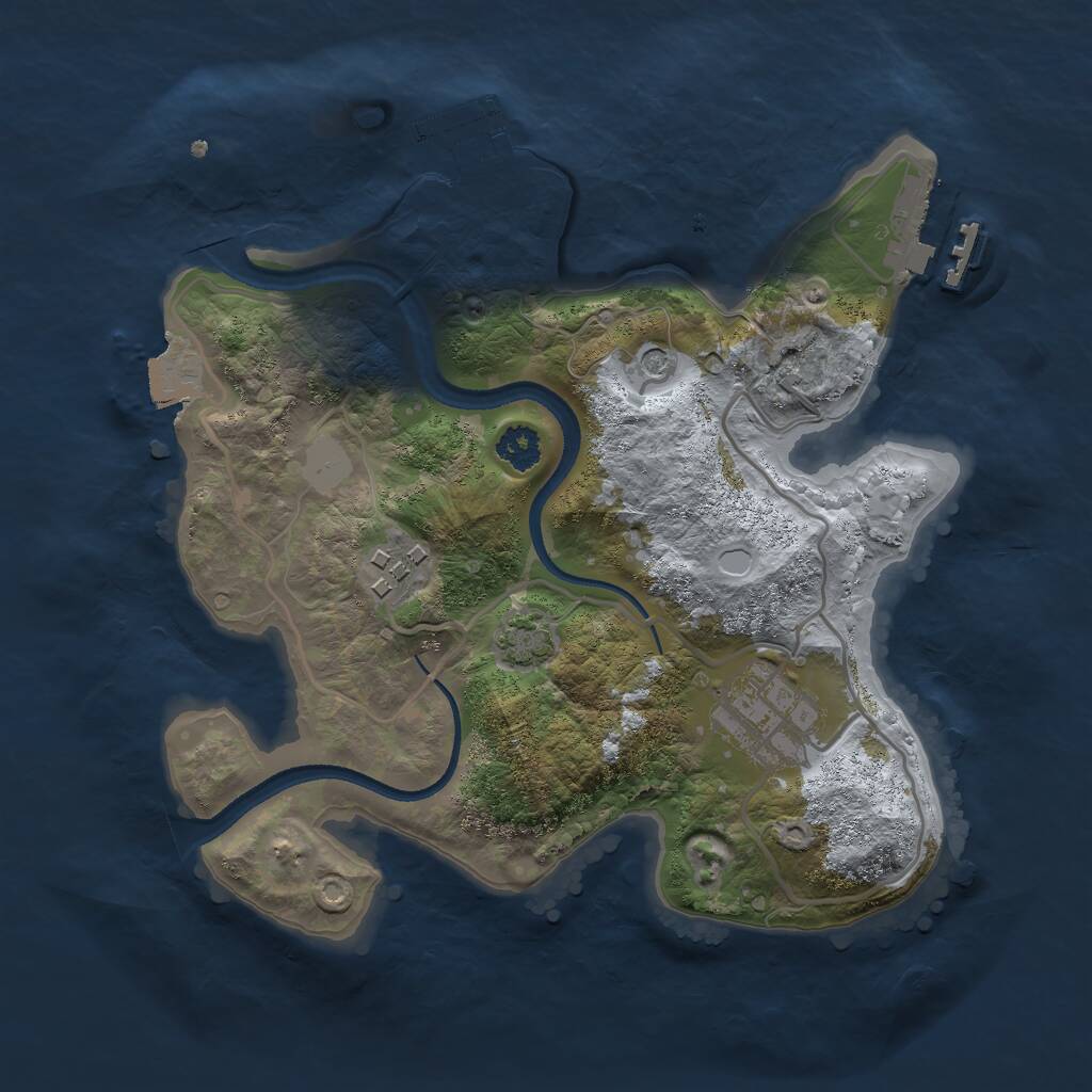 Rust Map: Procedural Map, Size: 2500, Seed: 1262307844, 7 Monuments