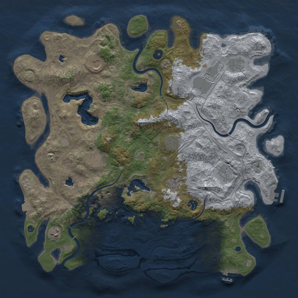 Rust Map: Procedural Map, Size: 4500, Seed: 1239550401, 16 Monuments