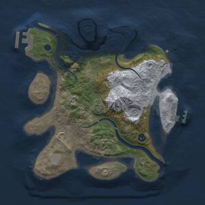 Thumbnail Rust Map: Procedural Map, Size: 2500, Seed: 648469426, 5 Monuments