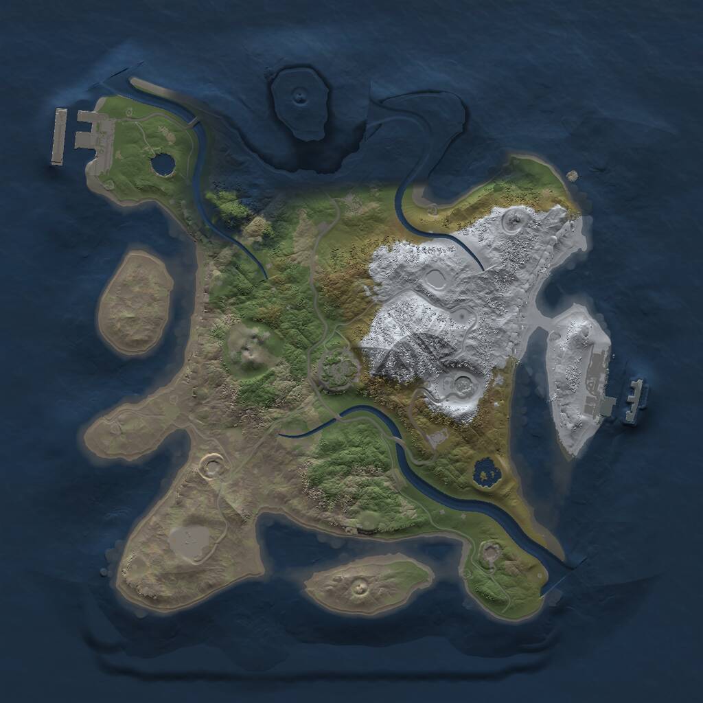 Rust Map: Procedural Map, Size: 2500, Seed: 648469426, 5 Monuments