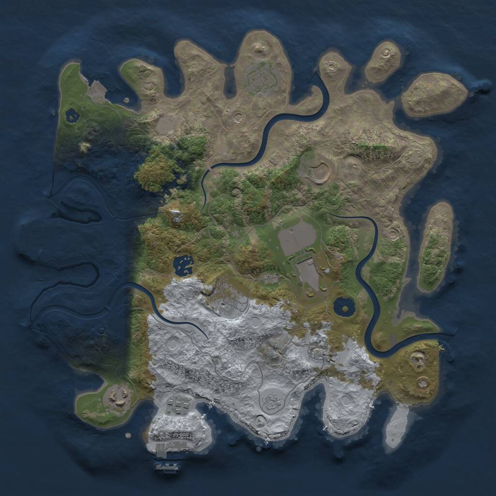 Rust Map: Procedural Map, Size: 3500, Seed: 8572185, 14 Monuments