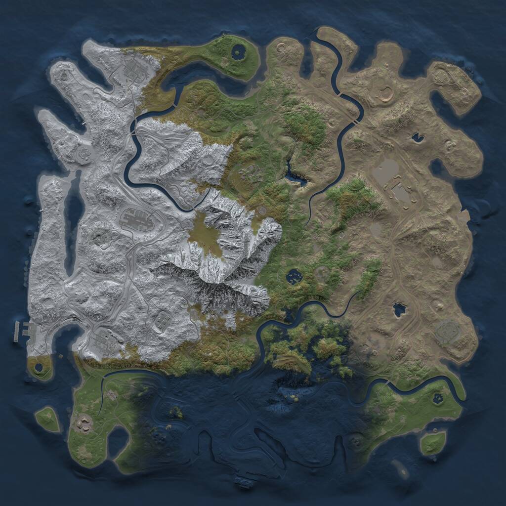 Rust Map: Procedural Map, Size: 5000, Seed: 836841604, 17 Monuments