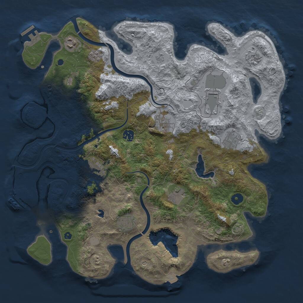 Rust Map: Procedural Map, Size: 4000, Seed: 659592476, 16 Monuments