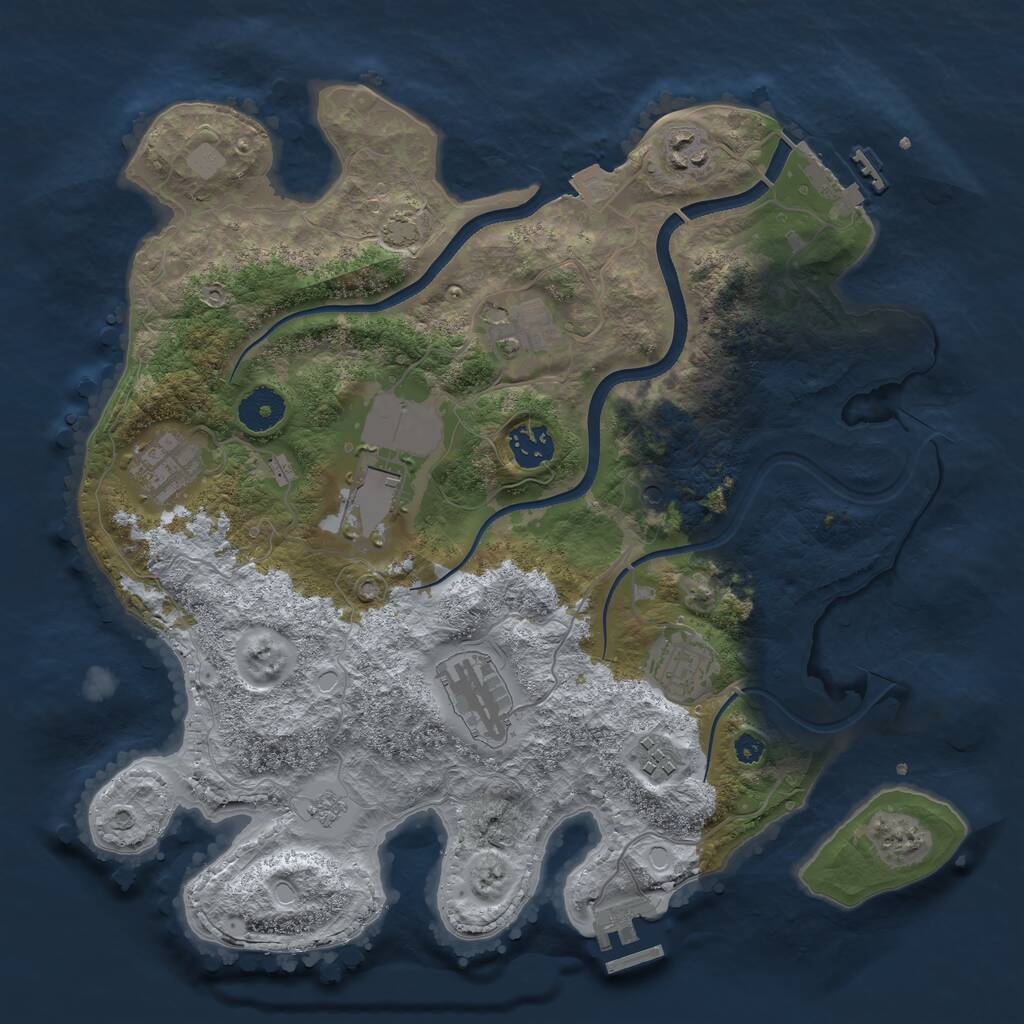 Rust Map: Procedural Map, Size: 3500, Seed: 721329, 14 Monuments