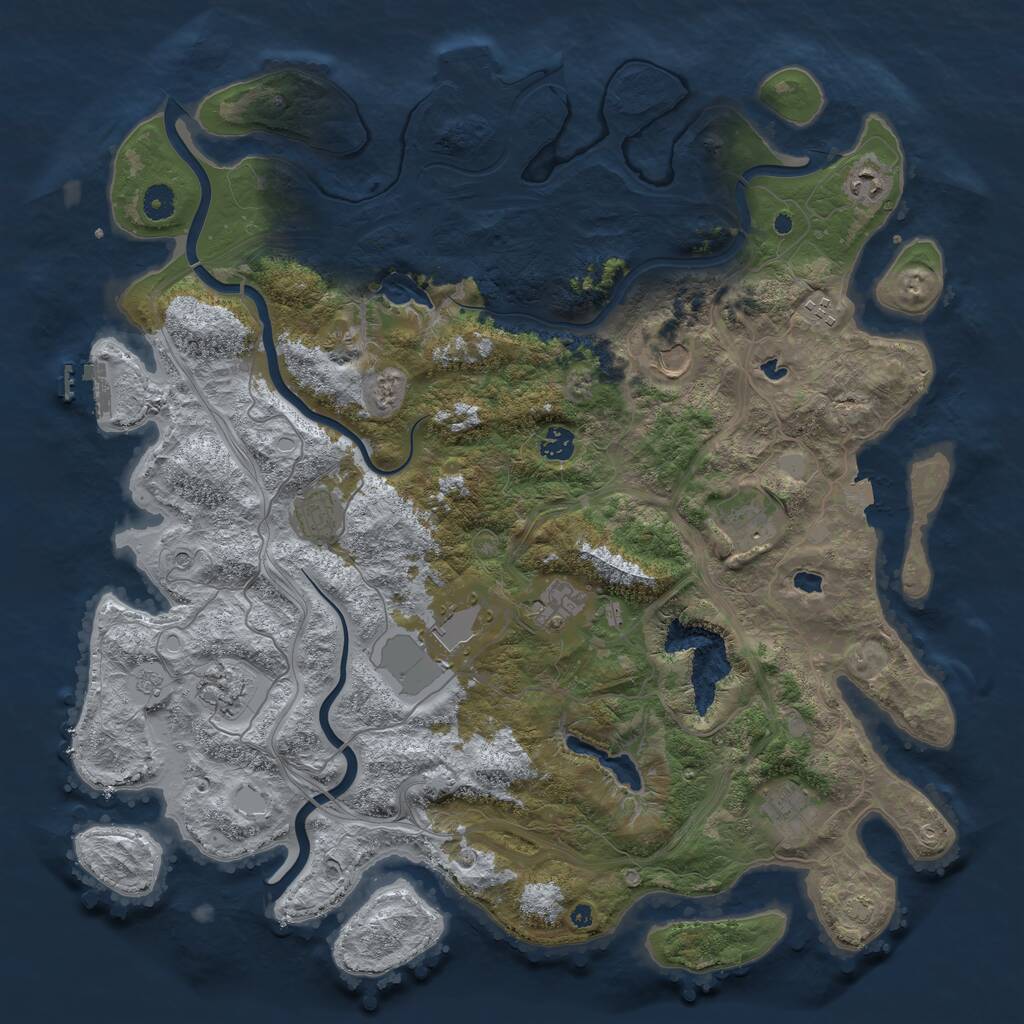 Rust Map: Procedural Map, Size: 4500, Seed: 574551877, 16 Monuments