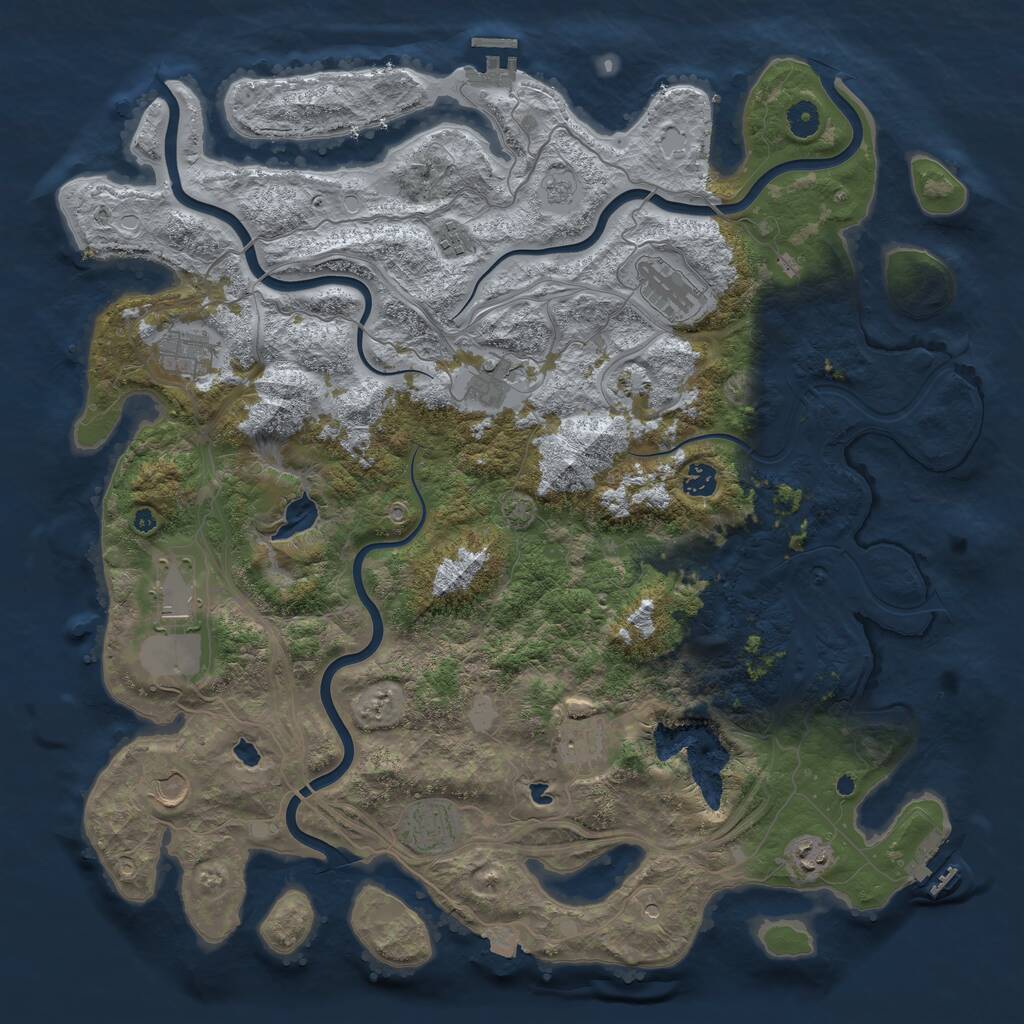 Rust Map: Procedural Map, Size: 4500, Seed: 667915677, 16 Monuments