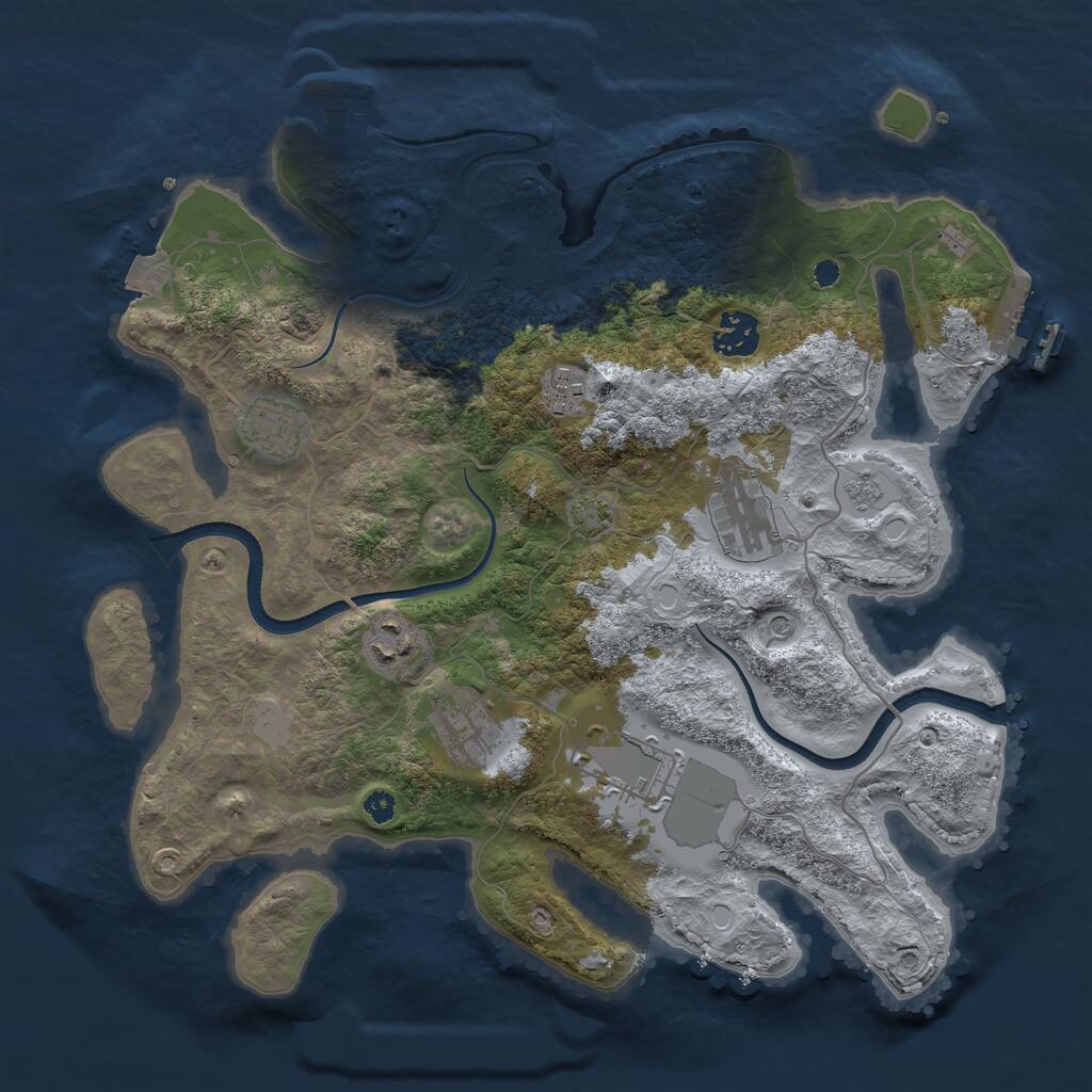 Rust Map: Procedural Map, Size: 3500, Seed: 1152858392, 13 Monuments