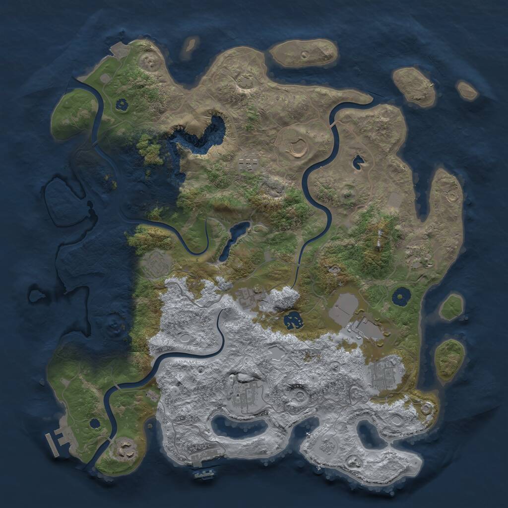 Rust Map: Procedural Map, Size: 4100, Seed: 43333, 16 Monuments
