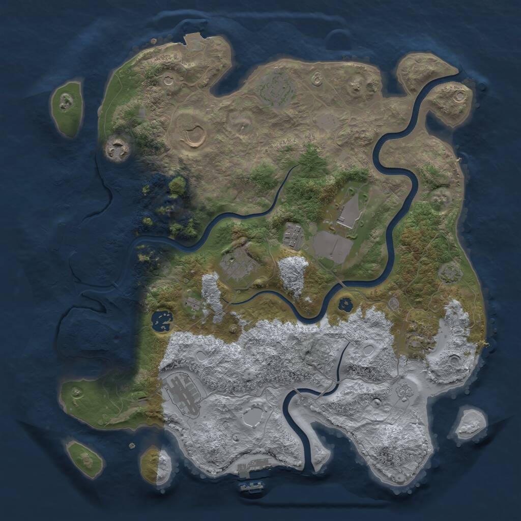 Rust Map: Procedural Map, Size: 3600, Seed: 1951251580, 15 Monuments