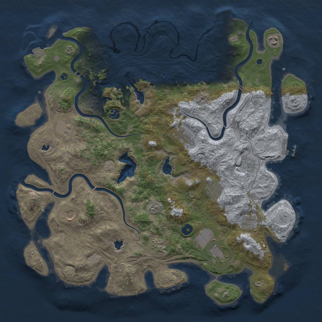 Rust Map: Procedural Map, Size: 4500, Seed: 931840737, 17 Monuments