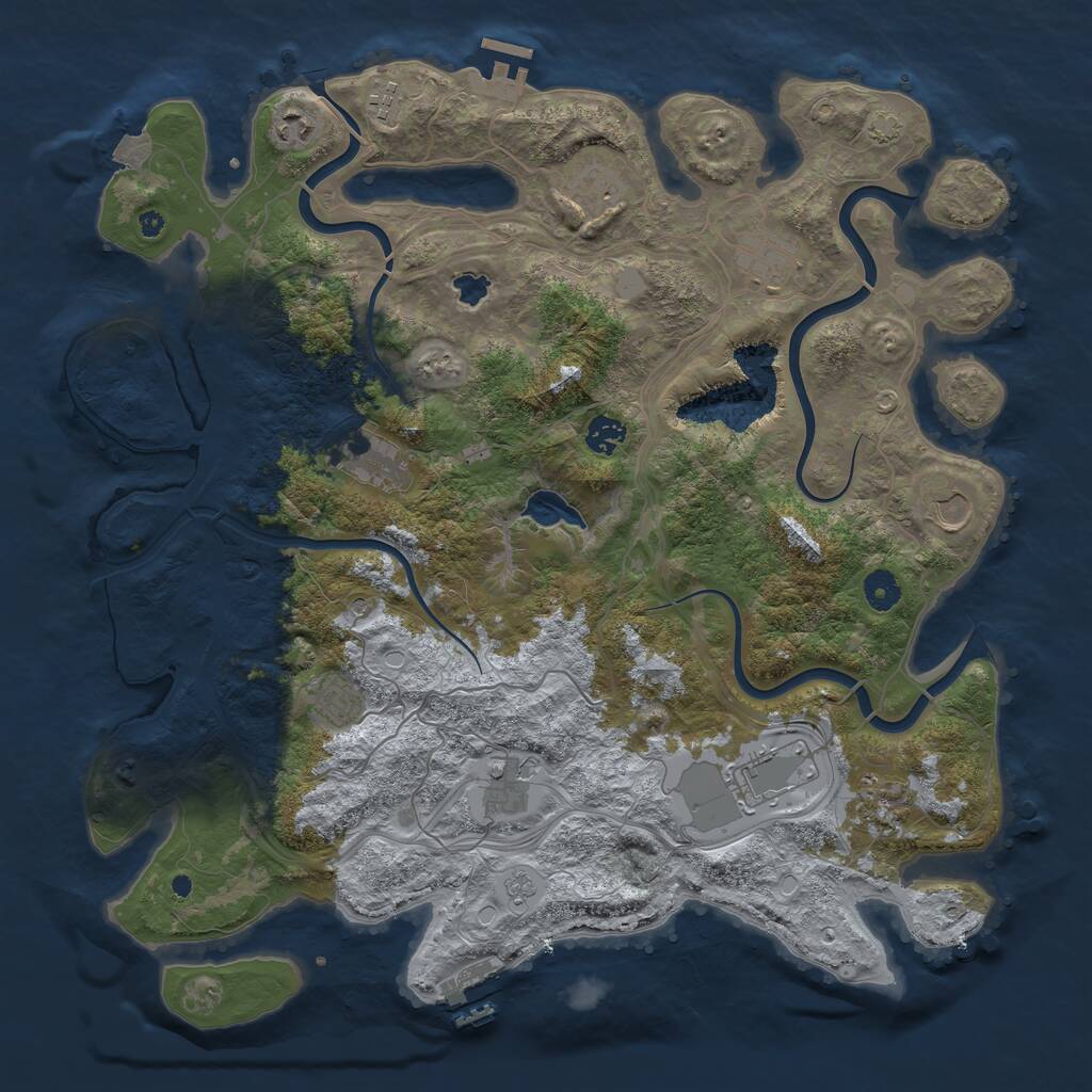 Rust Map: Procedural Map, Size: 4250, Seed: 1888673856, 17 Monuments