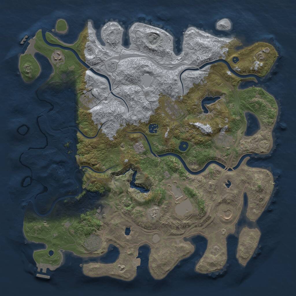 Rust Map: Procedural Map, Size: 4500, Seed: 1923528637, 16 Monuments