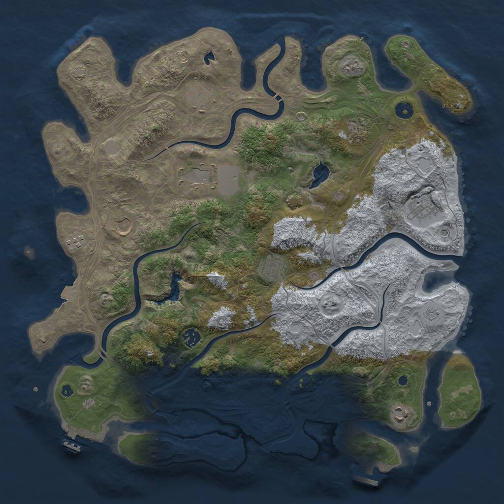Rust Map: Procedural Map, Size: 4300, Seed: 20232023, 15 Monuments