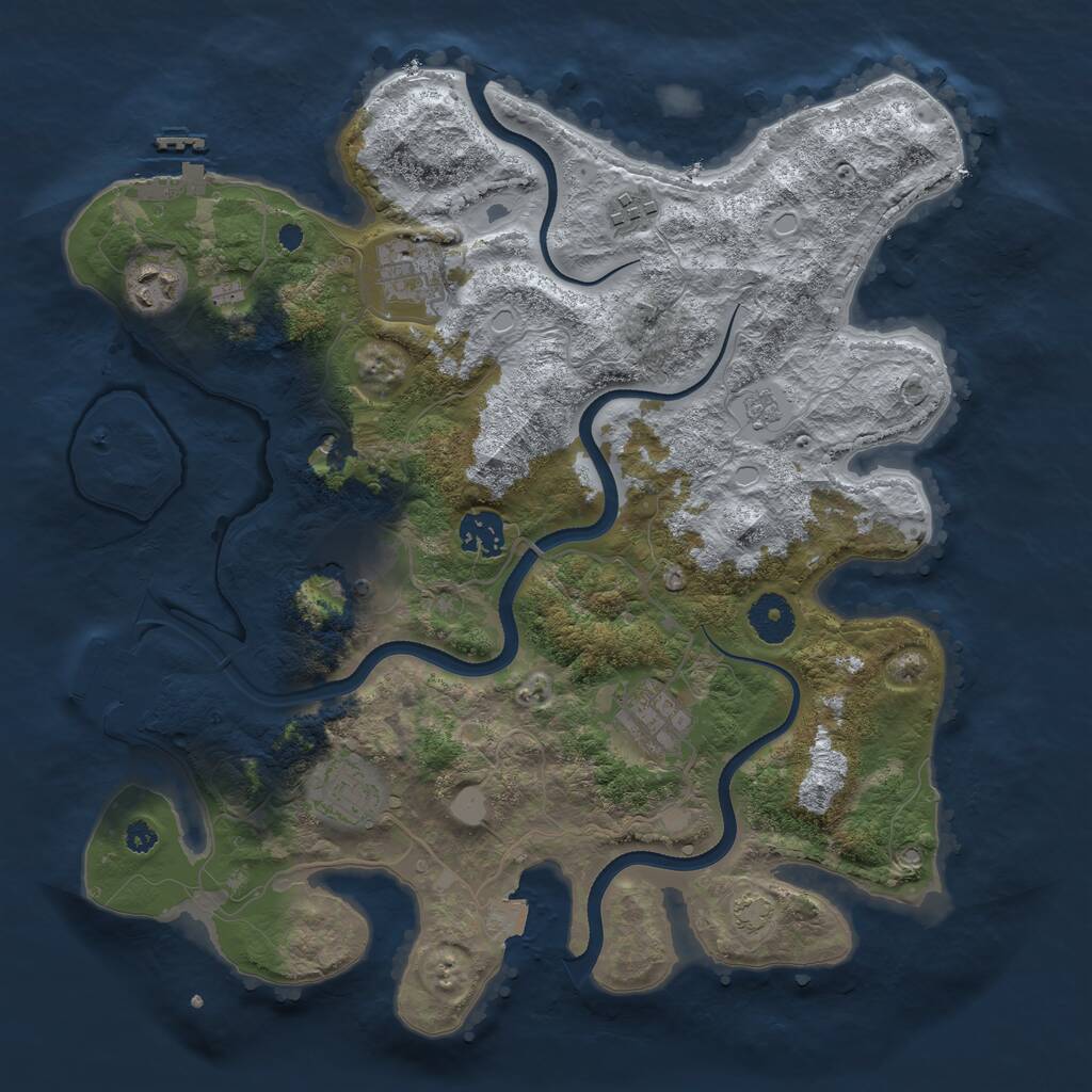 Rust Map: Procedural Map, Size: 3500, Seed: 33666787, 13 Monuments