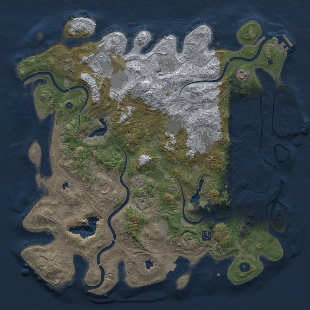 Rust Map: Procedural Map, Size: 4500, Seed: 496767395, 16 Monuments