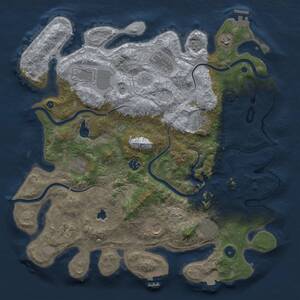 Thumbnail Rust Map: Procedural Map, Size: 4096, Seed: 661788204, 16 Monuments