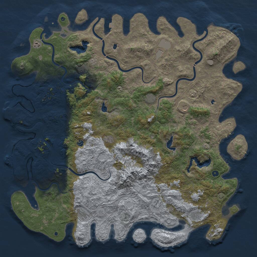 Rust Map: Procedural Map, Size: 6000, Seed: 13795110, 17 Monuments