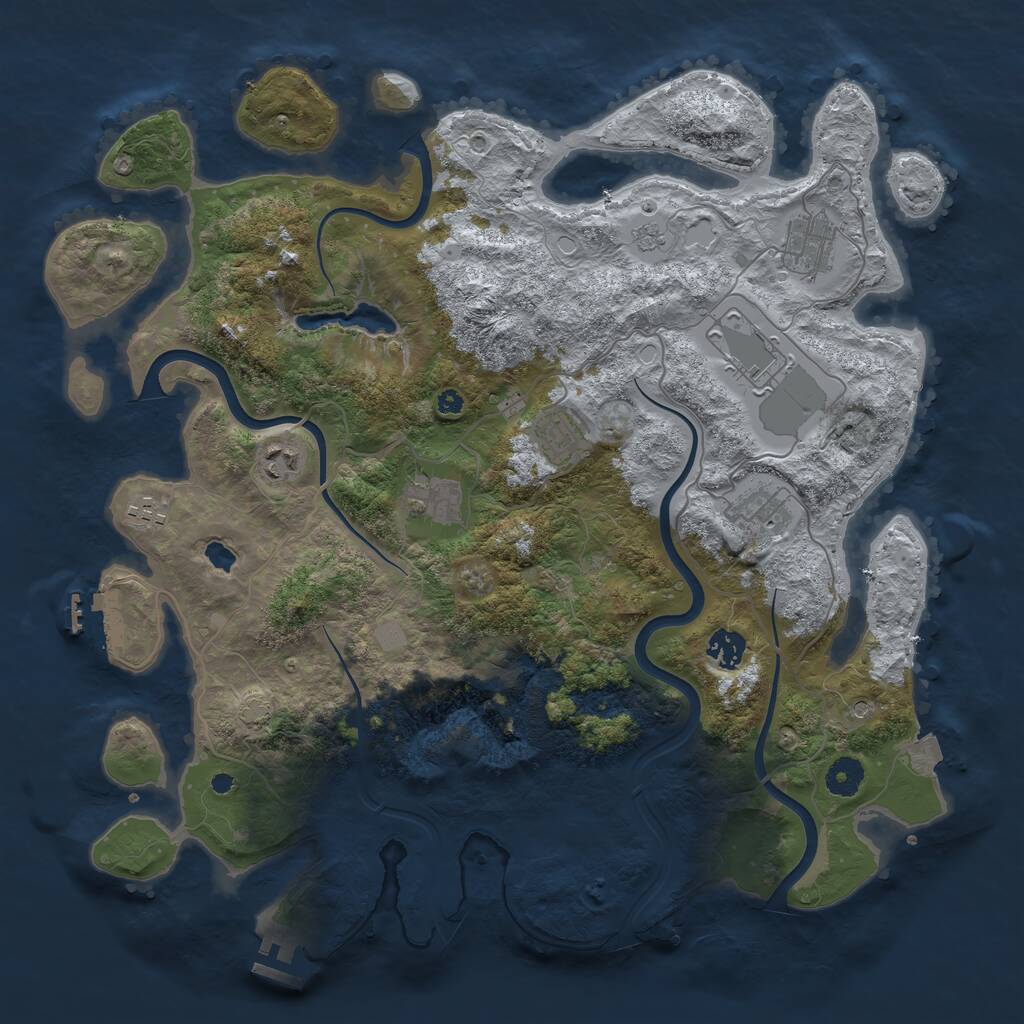 Rust Map: Procedural Map, Size: 4012, Seed: 1242215674, 14 Monuments