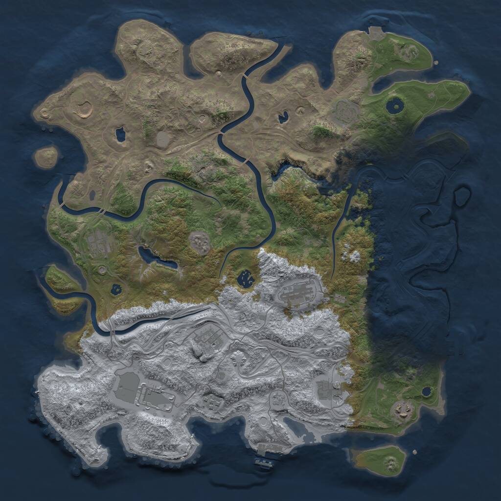 Rust Map: Procedural Map, Size: 4500, Seed: 545, 16 Monuments