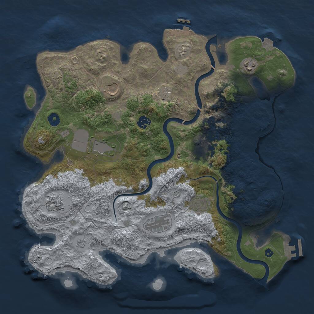 Rust Map: Procedural Map, Size: 3750, Seed: 616020352, 15 Monuments