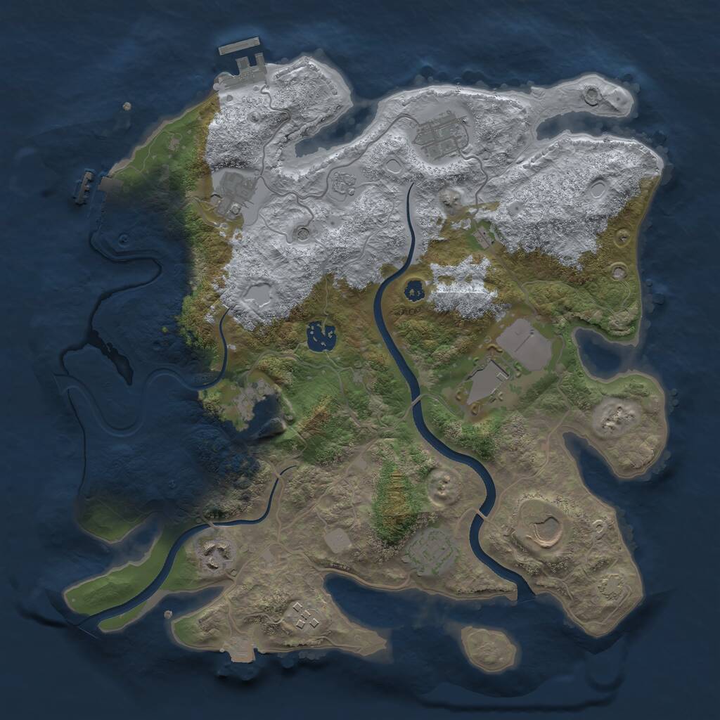Rust Map: Procedural Map, Size: 3500, Seed: 541283008, 15 Monuments