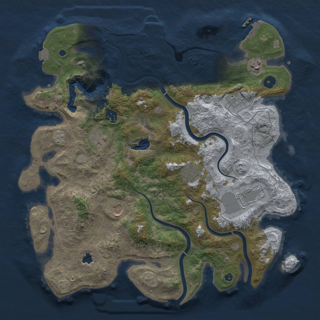 Rust Map: Procedural Map, Size: 4000, Seed: 995837093, 14 Monuments