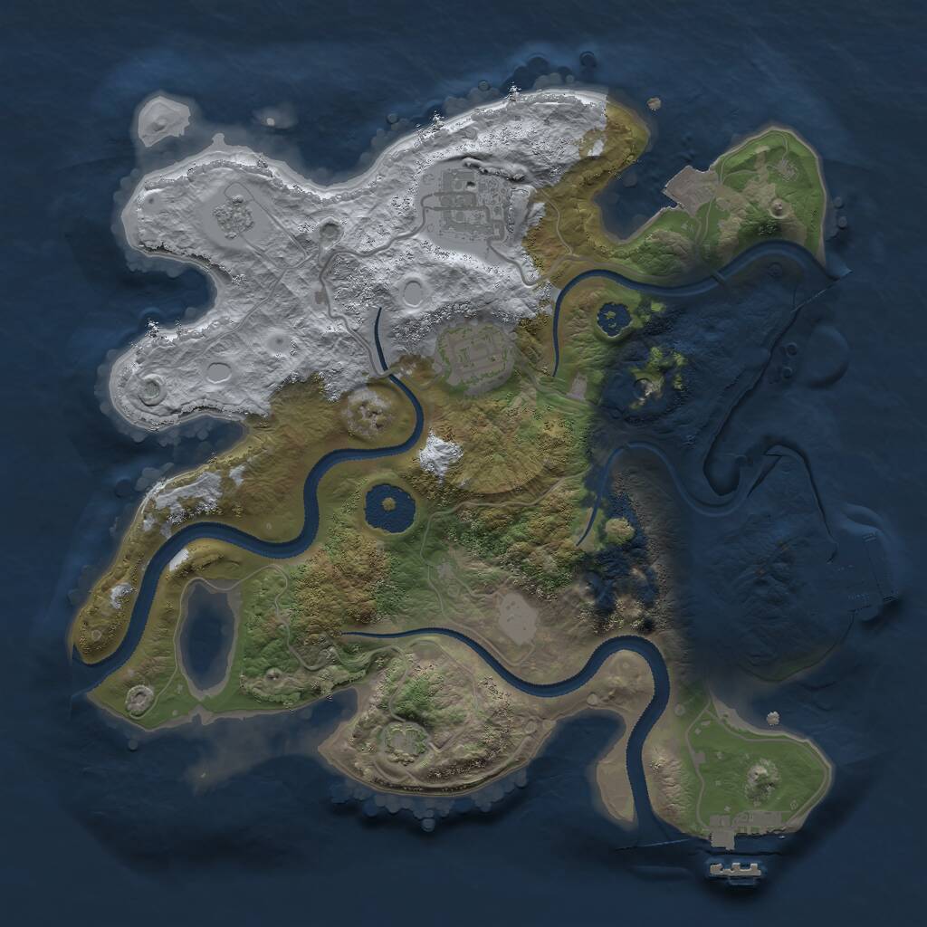 Rust Map: Procedural Map, Size: 2800, Seed: 55555, 8 Monuments