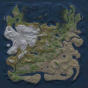 Thumbnail Rust Map: Procedural Map, Size: 4500, Seed: 74217083, 17 Monuments