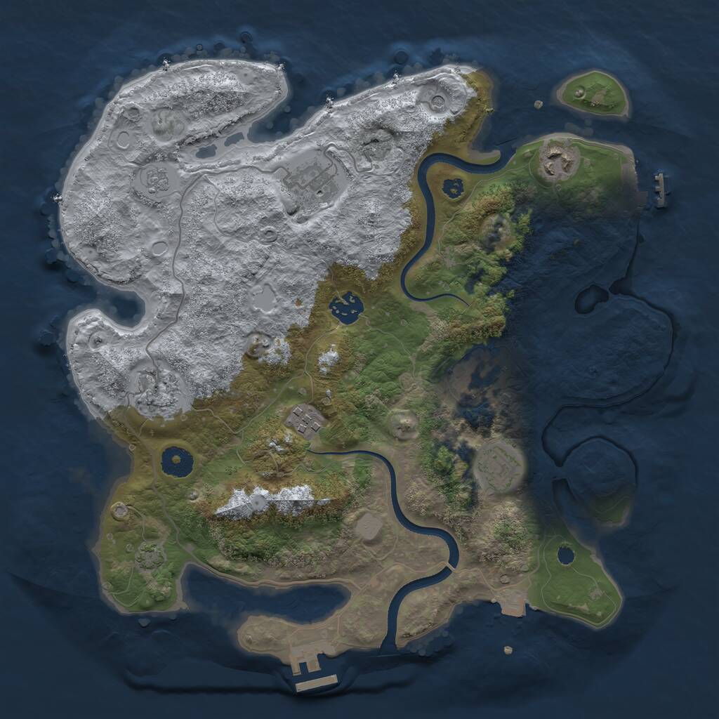 Rust Map: Procedural Map, Size: 3450, Seed: 886618194, 13 Monuments