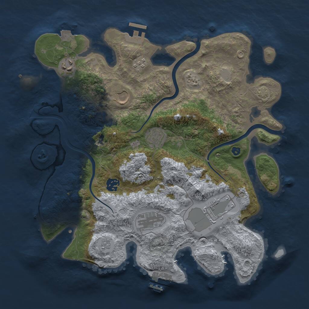 Rust Map: Procedural Map, Size: 3500, Seed: 784844964, 13 Monuments