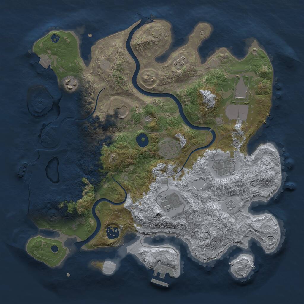 Rust Map: Procedural Map, Size: 3500, Seed: 645645, 14 Monuments