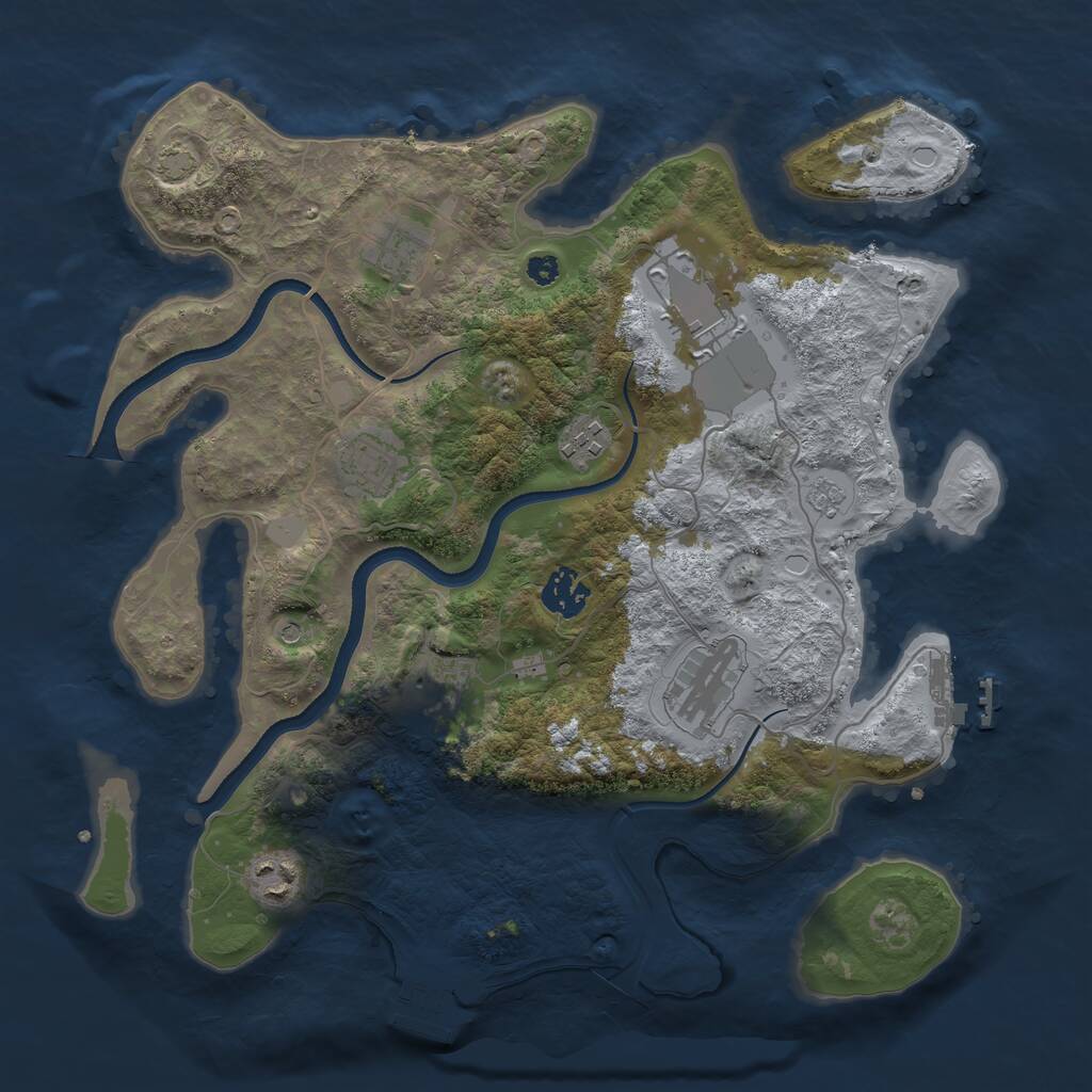 Rust Map: Procedural Map, Size: 3500, Seed: 43231102, 14 Monuments