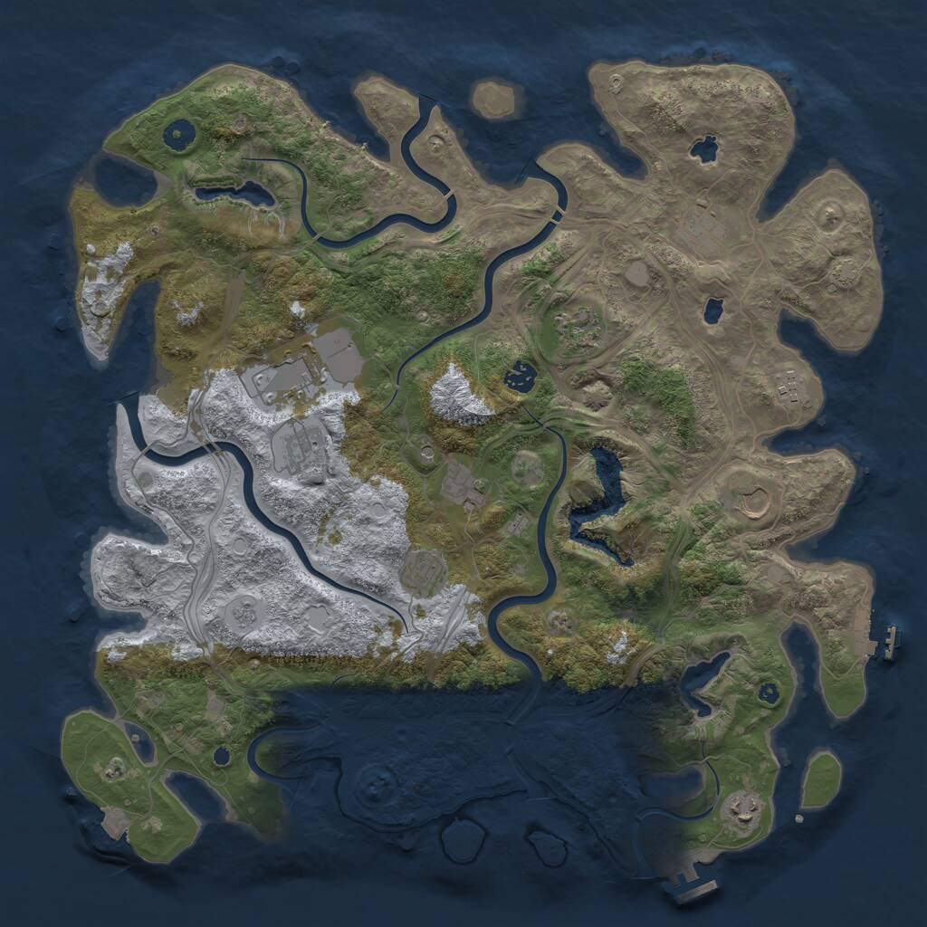 Rust Map: Procedural Map, Size: 4500, Seed: 157199341, 16 Monuments