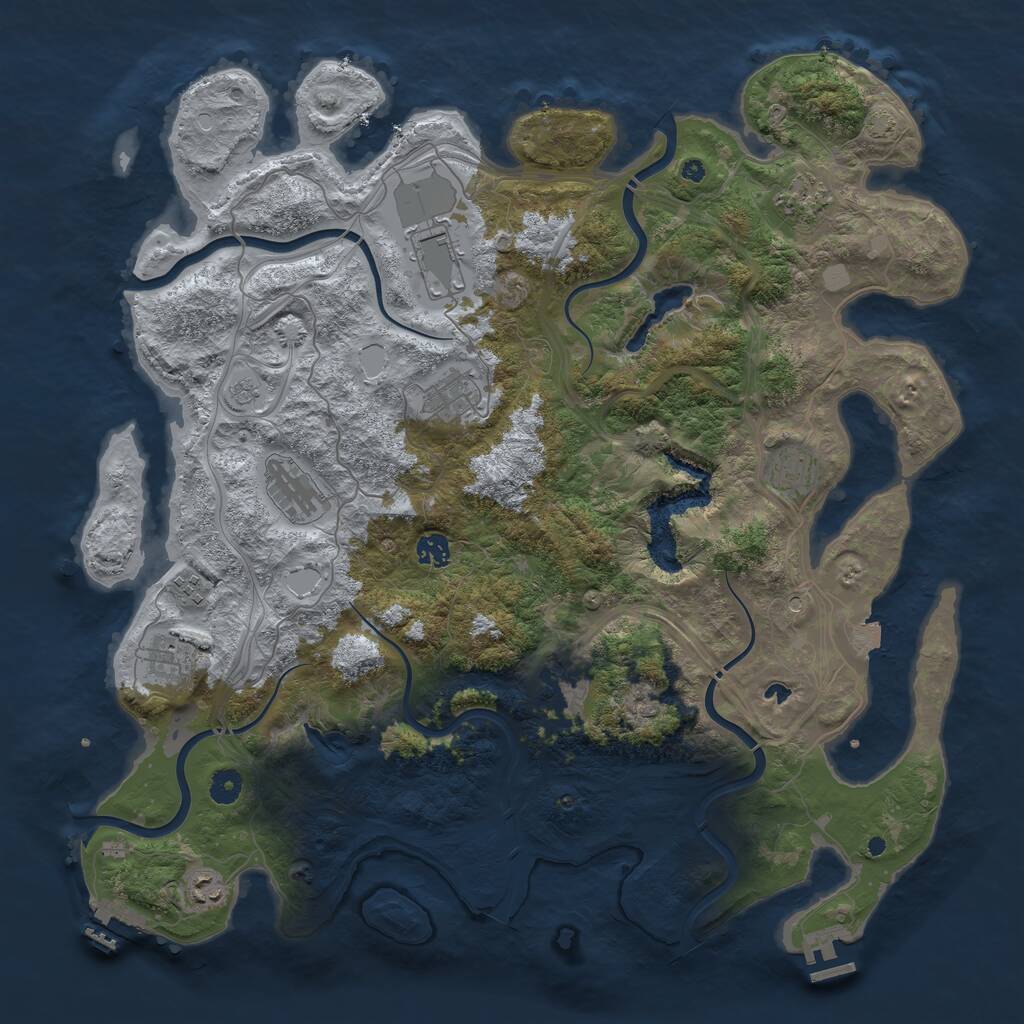 Rust Map: Procedural Map, Size: 4500, Seed: 653901828, 16 Monuments