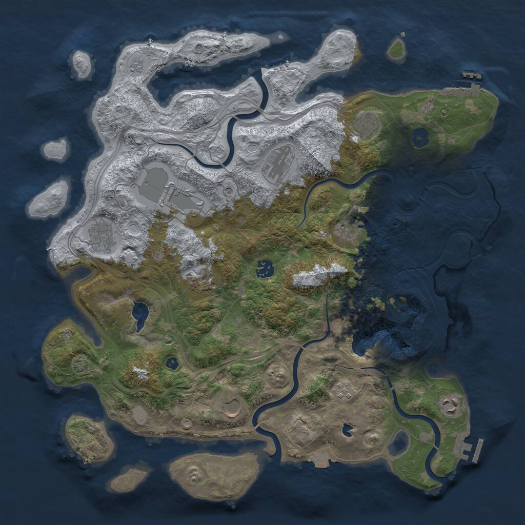 Rust Map: Procedural Map, Size: 4250, Seed: 1899393472, 16 Monuments