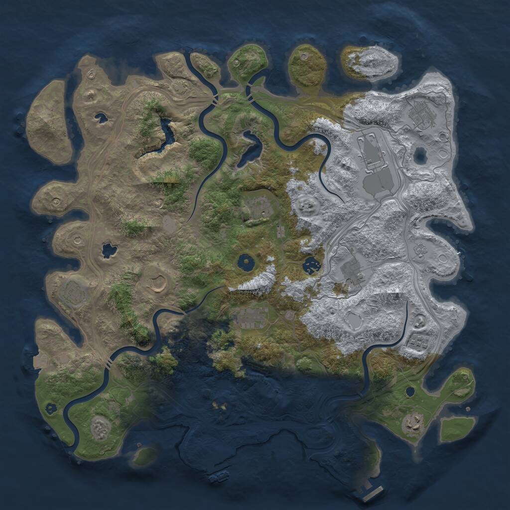 Rust Map: Procedural Map, Size: 4500, Seed: 1256662091, 16 Monuments