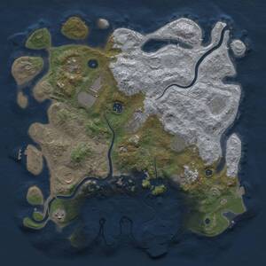 Thumbnail Rust Map: Procedural Map, Size: 3999, Seed: 1242215674, 16 Monuments