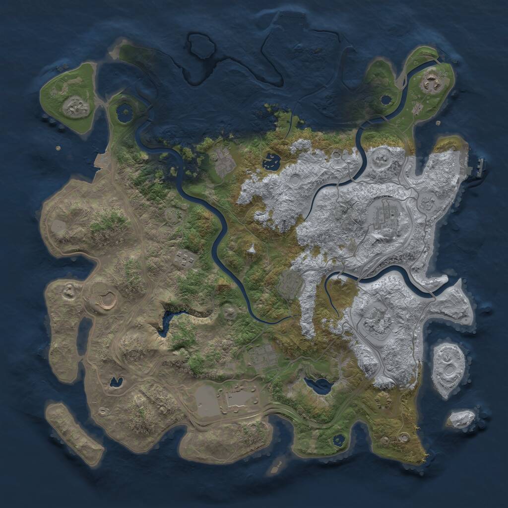 Rust Map: Procedural Map, Size: 4250, Seed: 1262307844, 16 Monuments