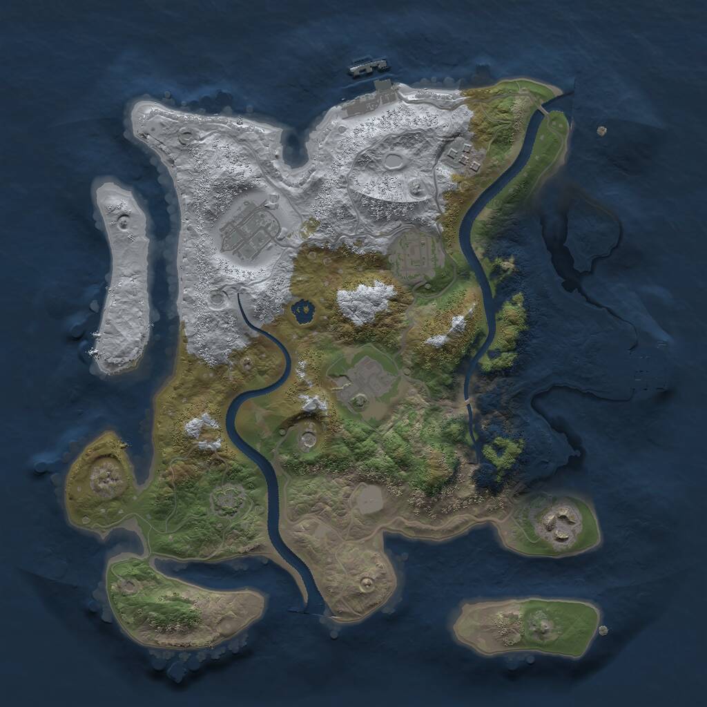Rust Map: Procedural Map, Size: 3000, Seed: 40011, 10 Monuments