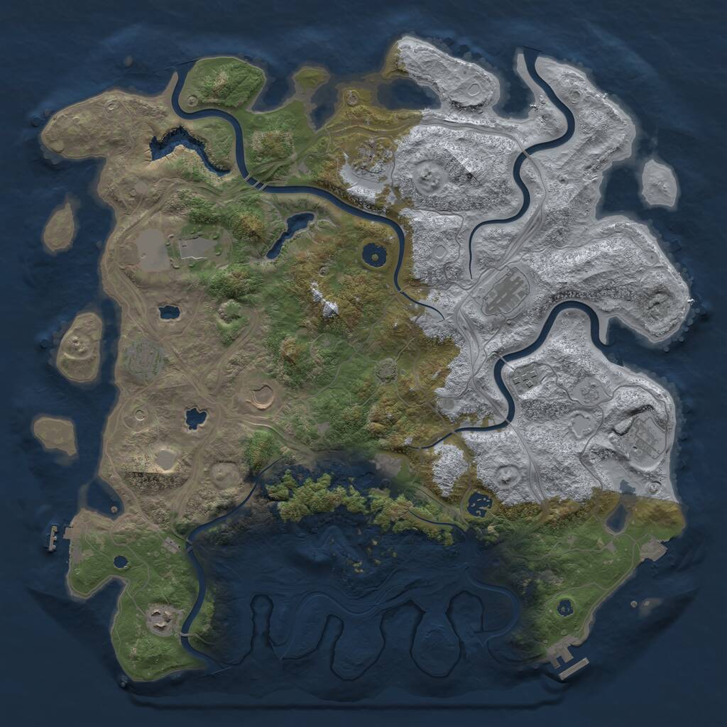 Rust Map: Procedural Map, Size: 4500, Seed: 2079233502, 16 Monuments