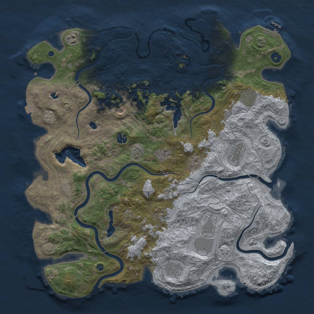 Rust Map: Procedural Map, Size: 4500, Seed: 439935144, 16 Monuments