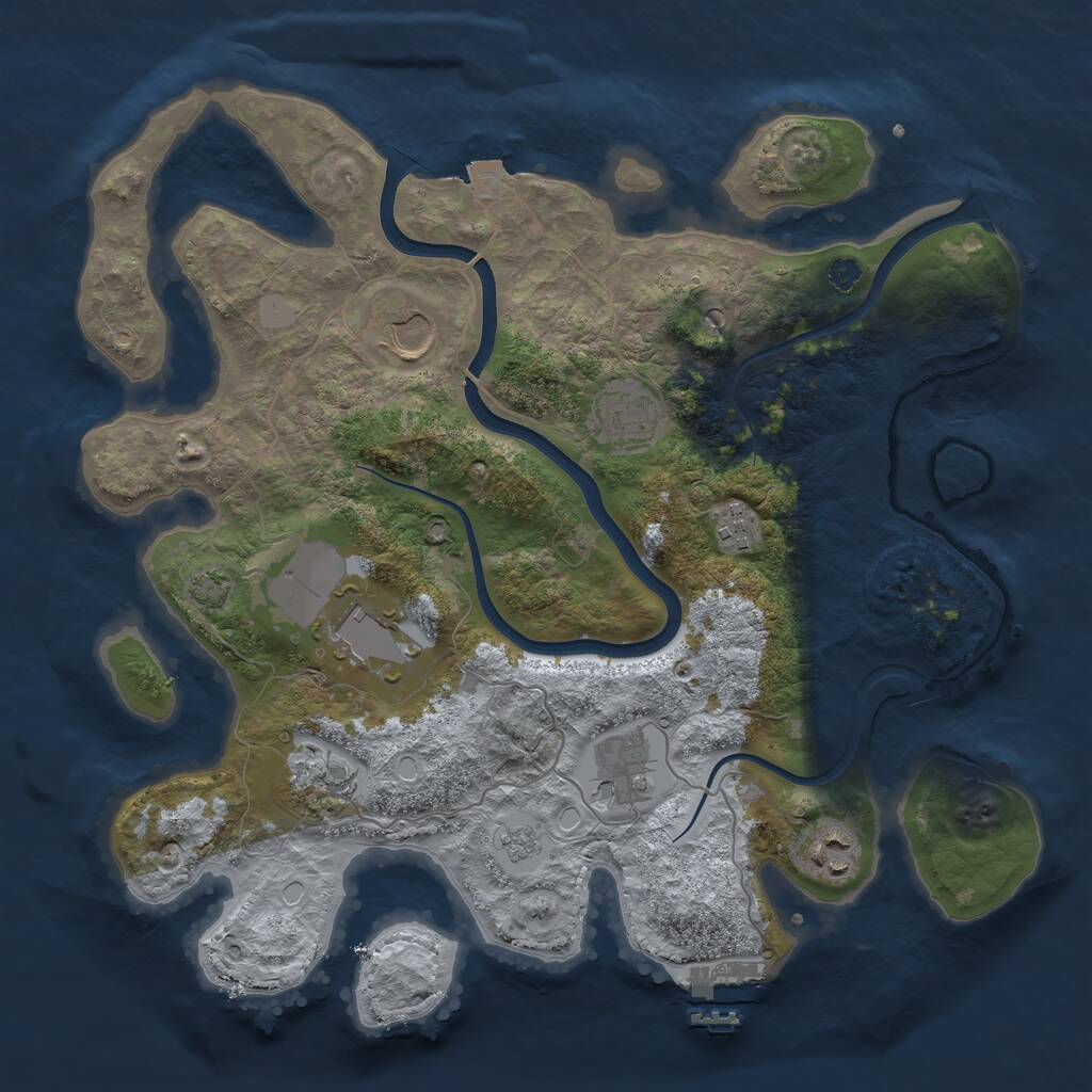 Rust Map: Procedural Map, Size: 3500, Seed: 89984875, 12 Monuments